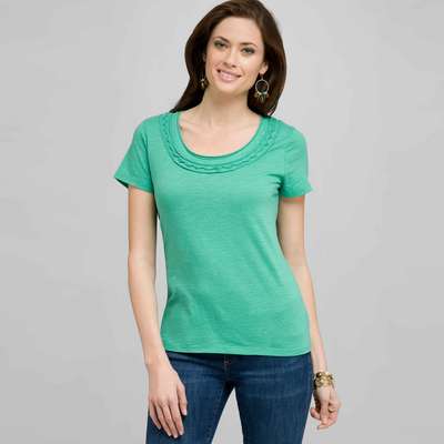 Scoop Neck Tee With Applique
